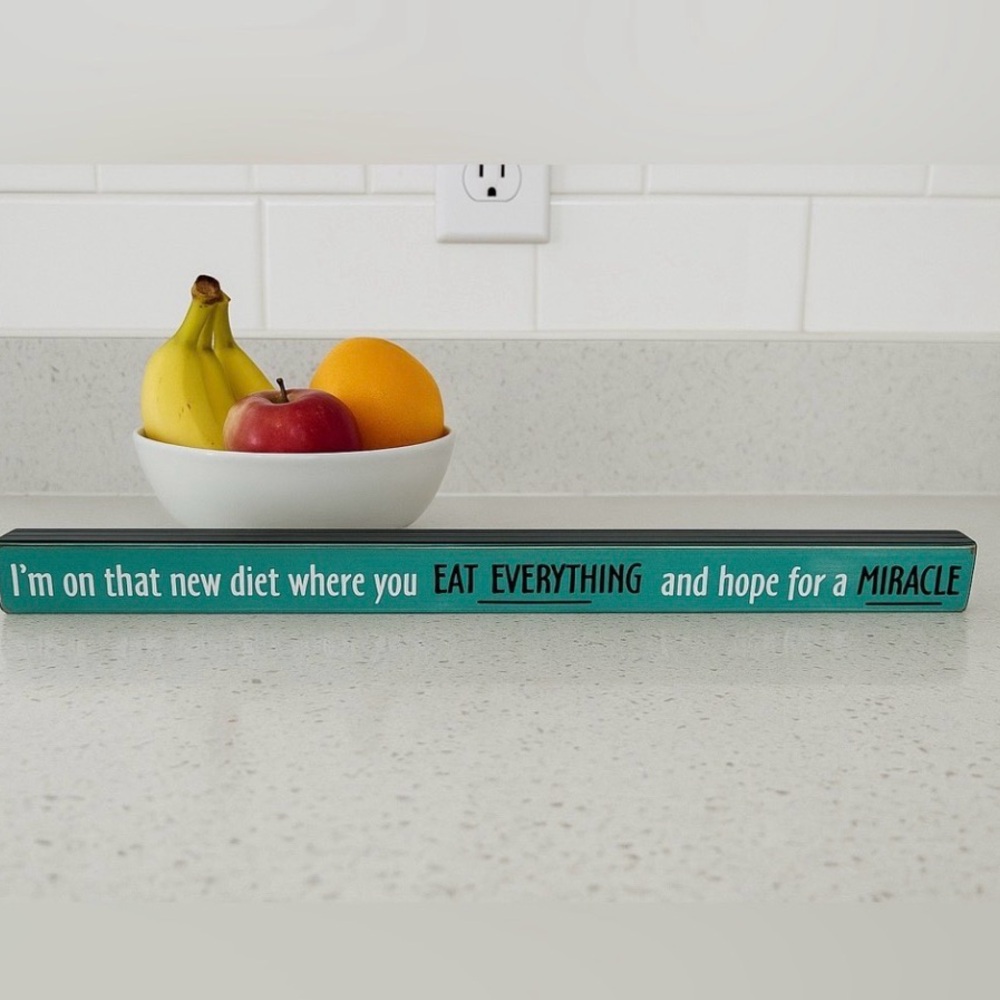Humorous Long Wood Block Kitchen Desk Shelf Sign